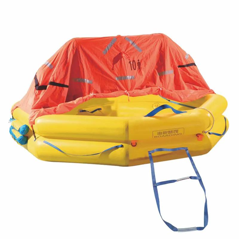 Liferaft inflável salva vidas no mar